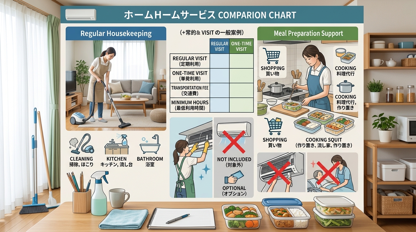 家事代行の依頼範囲と料金体系を比較するためのチェック表